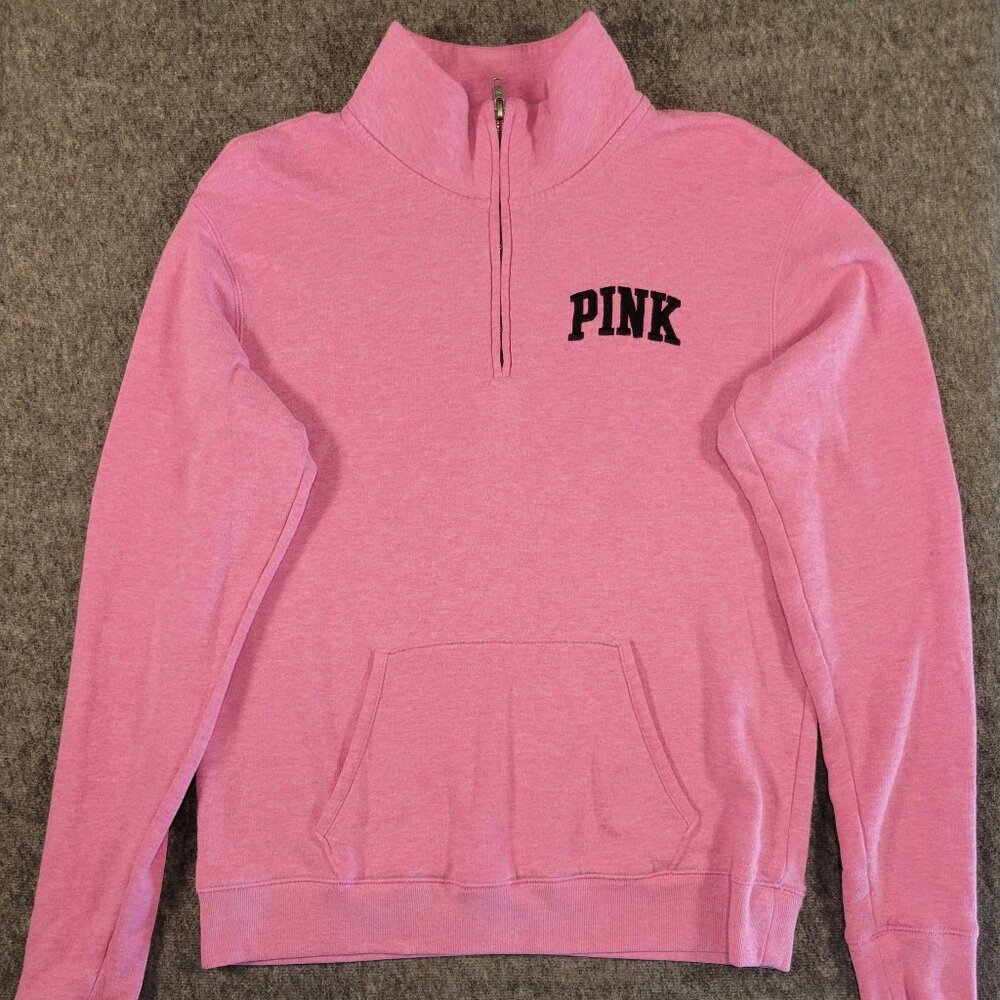 PINK Victoria's Secret Sweatshirt XS Quarter Zip Athleisure Barbiecore Layer